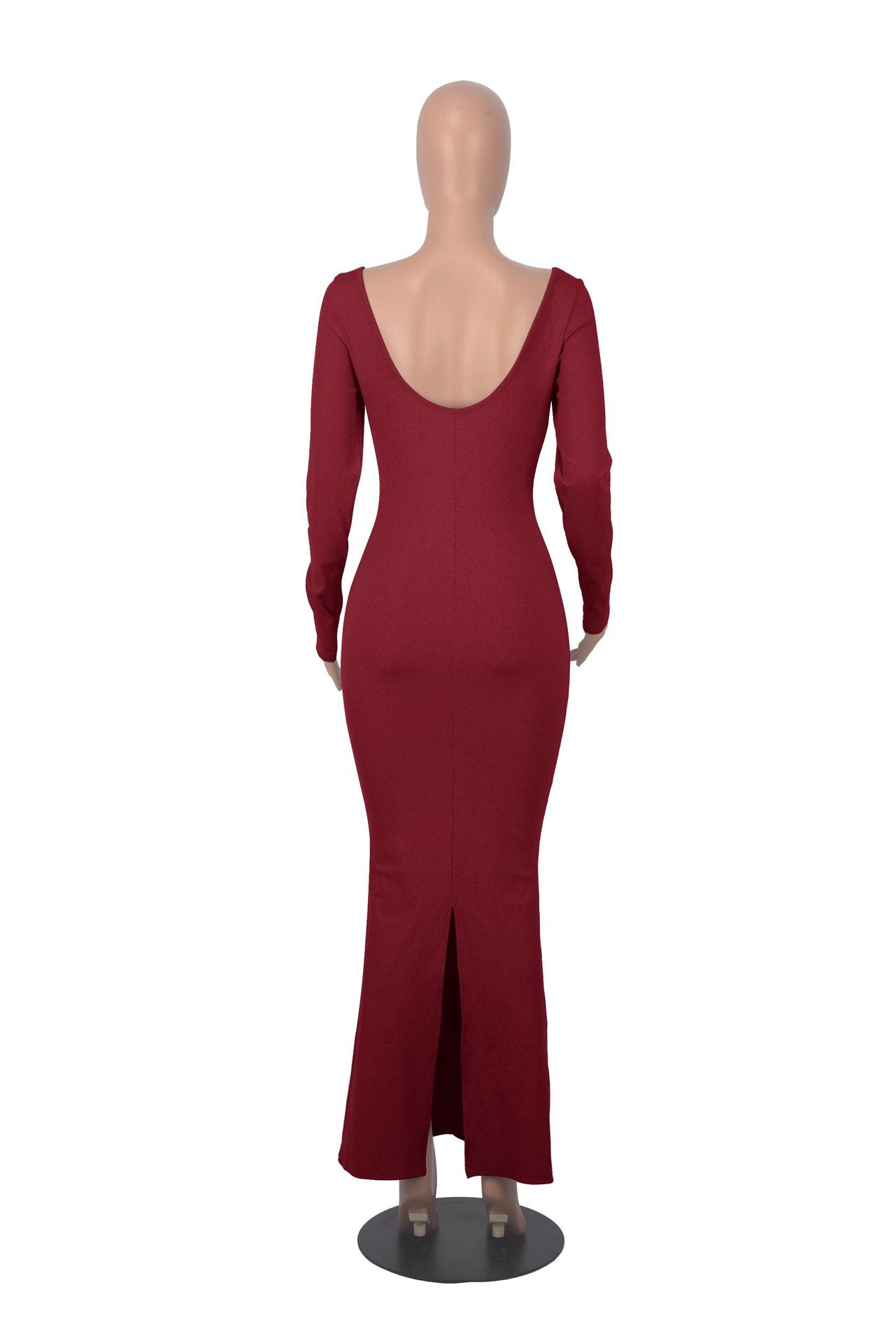 Women autumn square neck long sleeve knitting dress 18