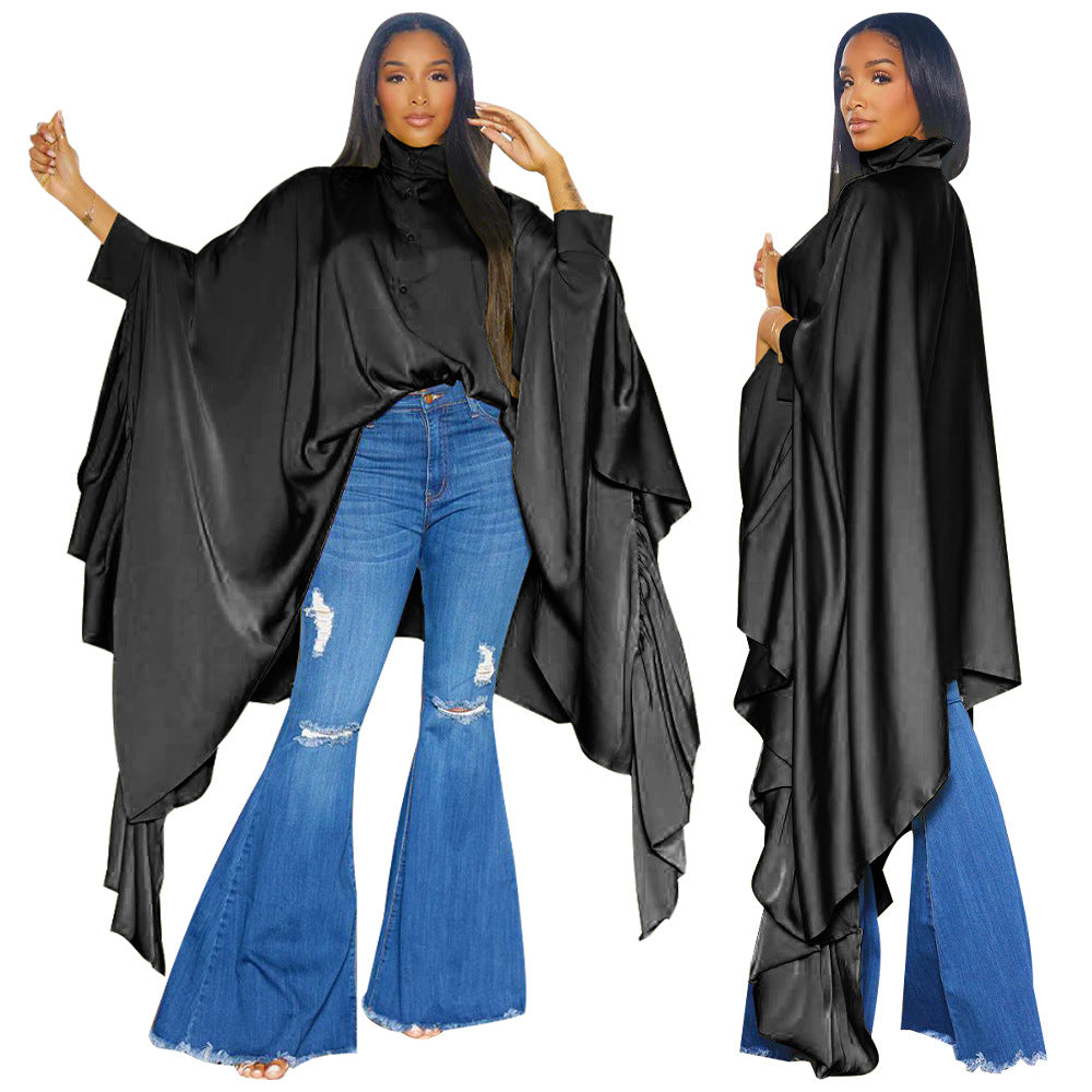 Women Fall Pleated Solid Shirt 7