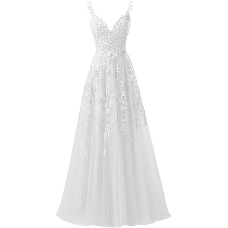 Women suspender tulle lace applique party ball evening dress（Processing time need 3-6 days） 22