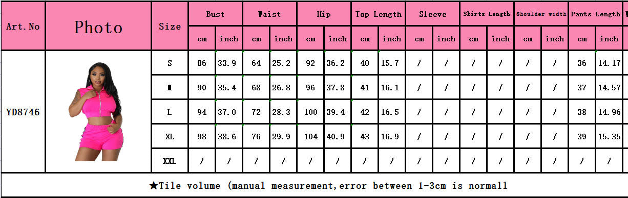 Women's Fashion Casual Open Waist Zippered Two-Piece Shorts Set Women's Clothing 10