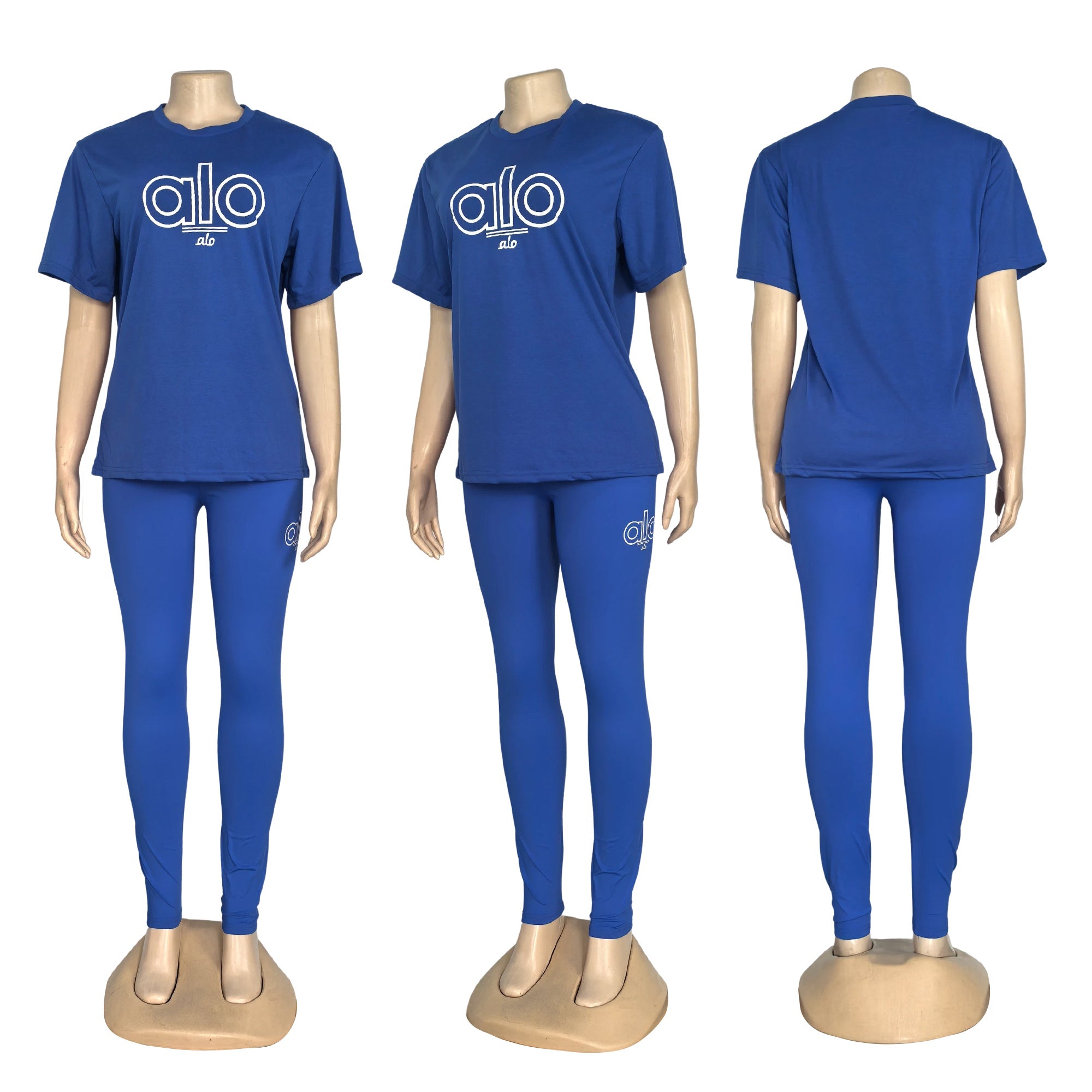 Women Round Neck Short-Sleeved Top and Pants Two-Piece Set 4