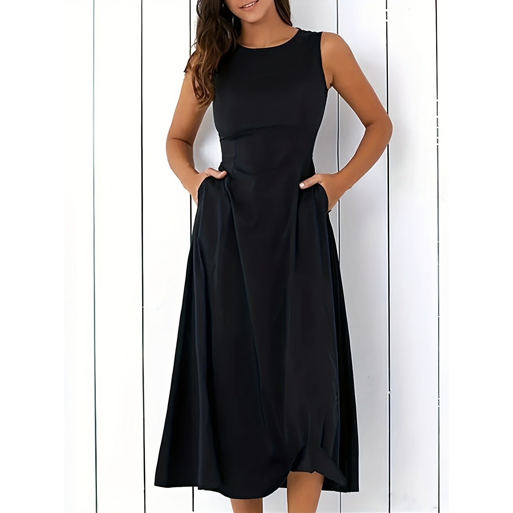 Women Round Neck Sleeveless Dress 3