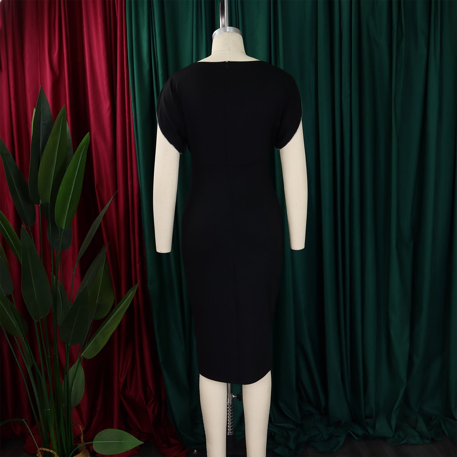 Plus Size African Round-Neck Short-Sleeve Chic Elegant Ol Bodycon Dress 20