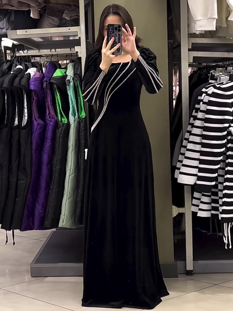 Women Fall Long Sleeve Beaded Dress 5