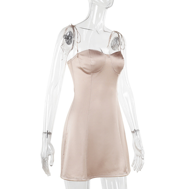 Women Sexy Plunging Lace-Up Strap Dress 7