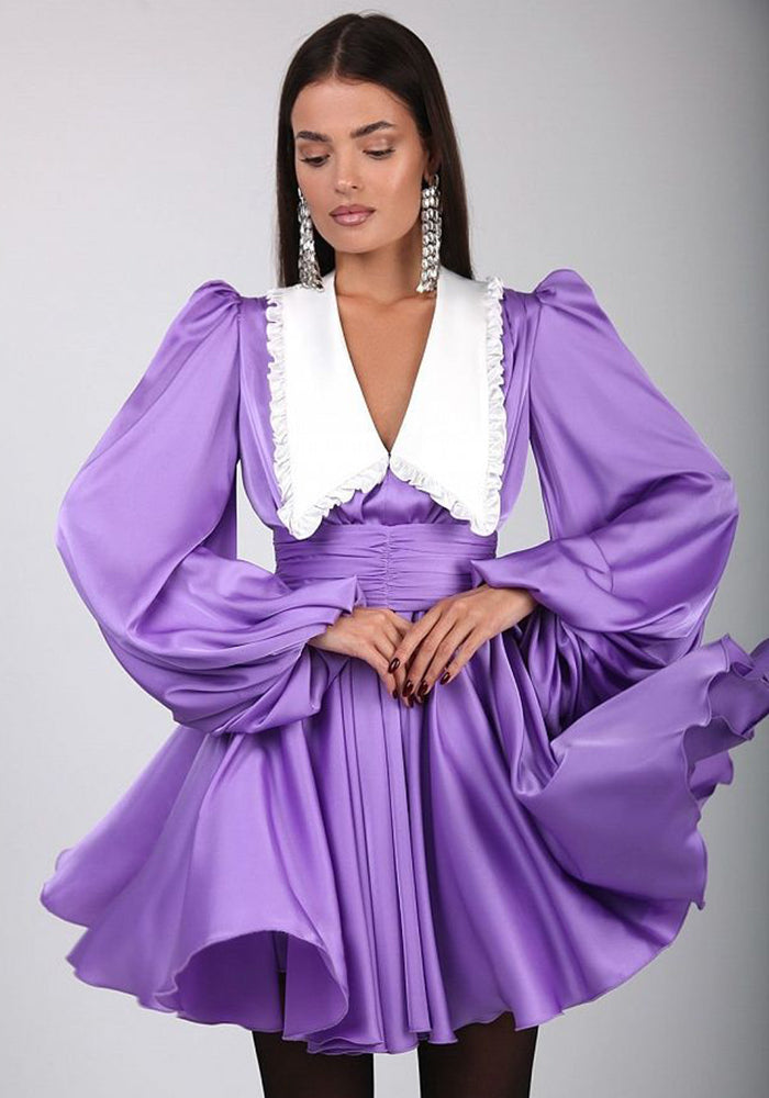 Autumn Elegant Chic Peter Pan Collar Solid Slim Waist dress