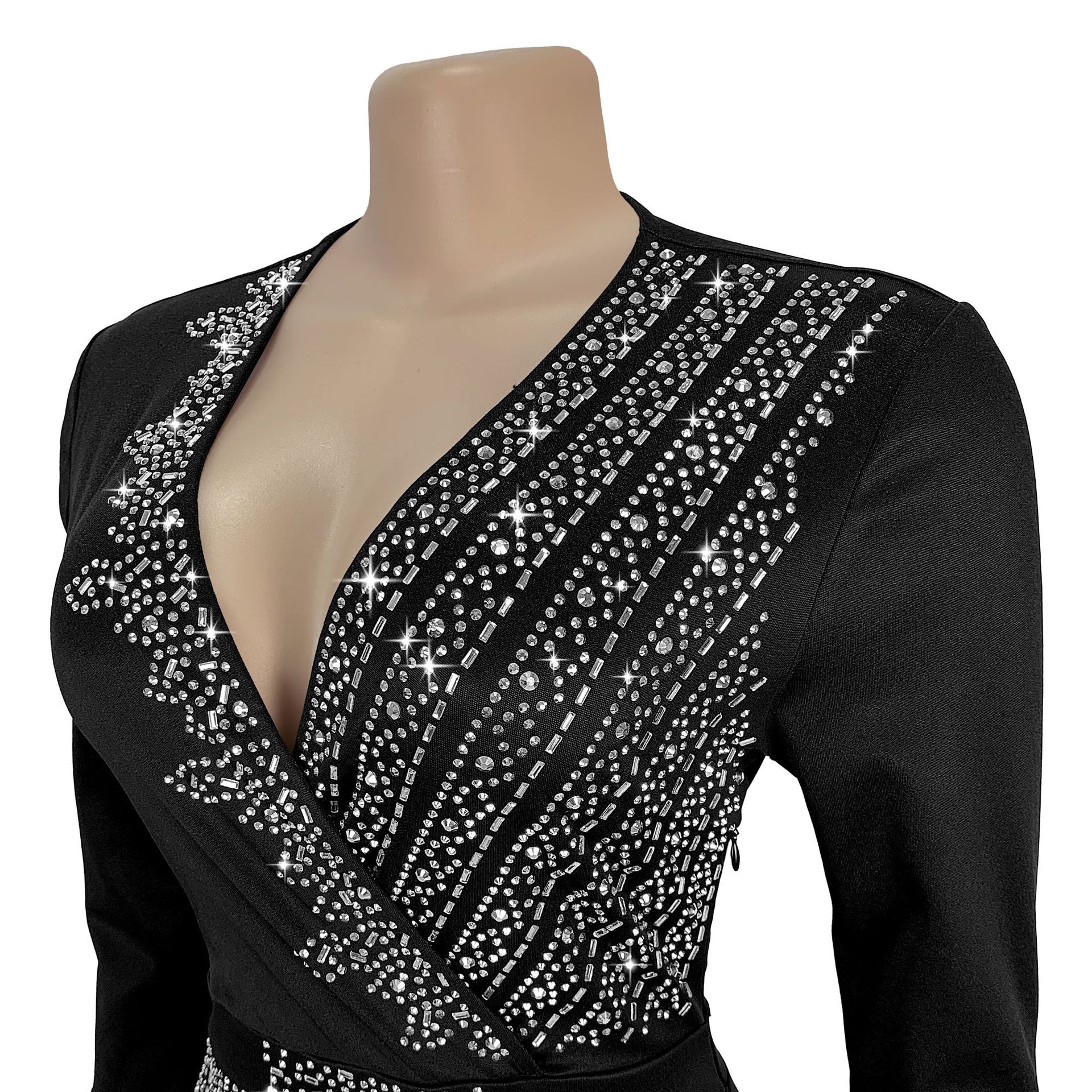 Women's Chic Elegant Beaded Half Sleeve V-Neck Fashionable Dress 14