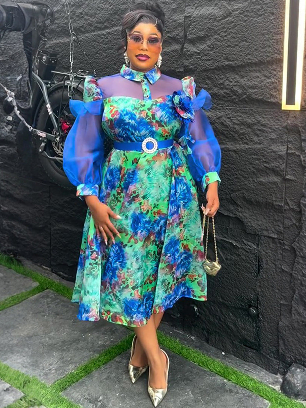 Plus Size Women Spring and Summer Tie-Dye Print Dress 6