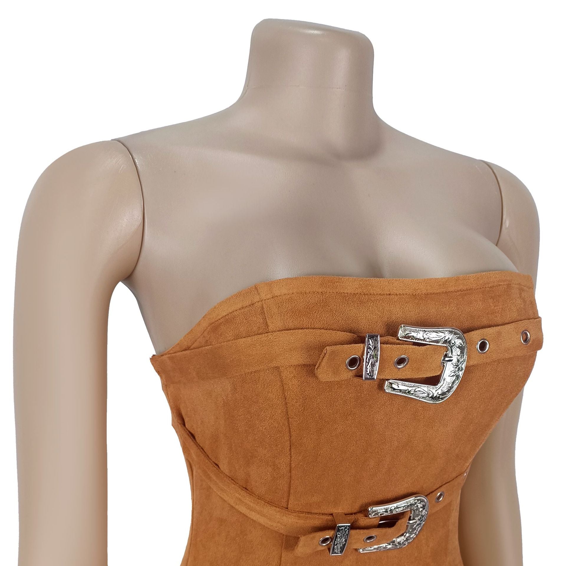 Strapless Low Back Fringe Dress 14