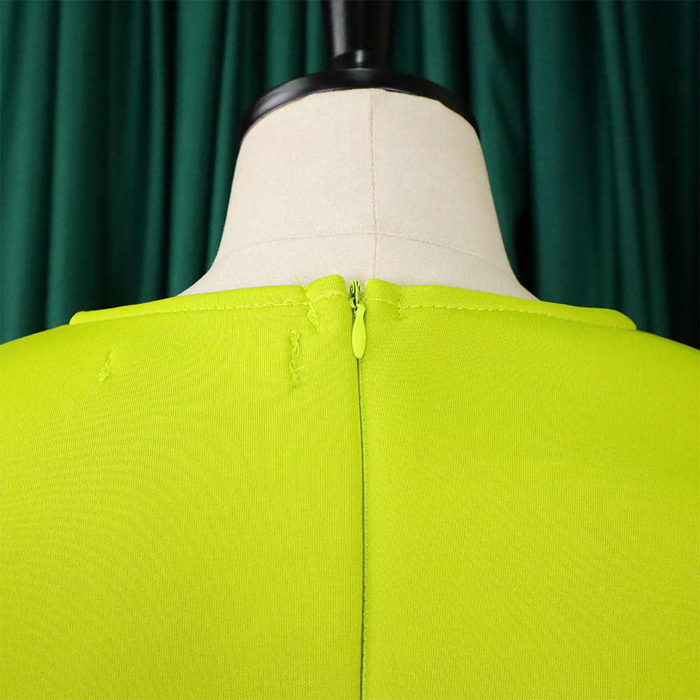 Women Round Neck Puff Sleeve Dress 24