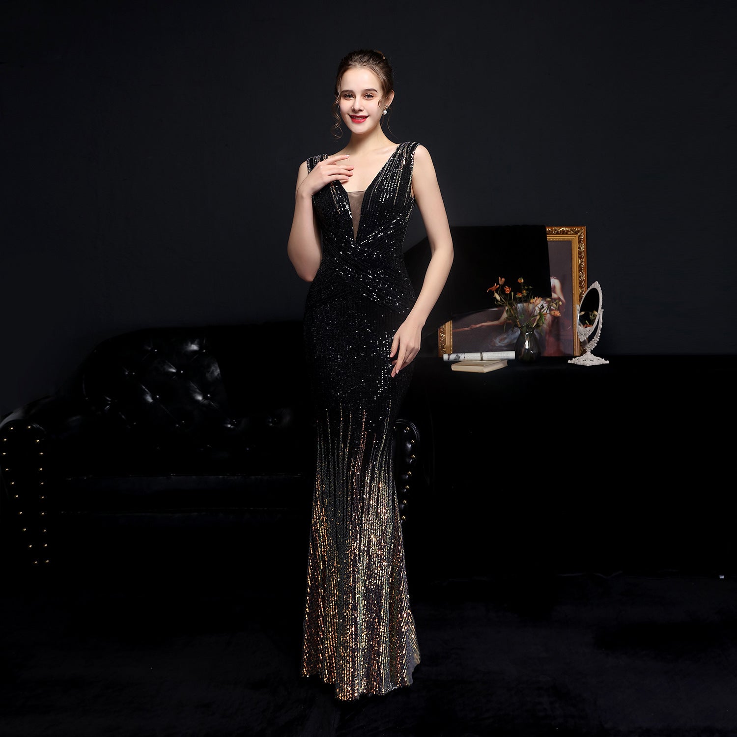 Summer Formal Sleeveless v-Neck Elegant Evening Dress 14