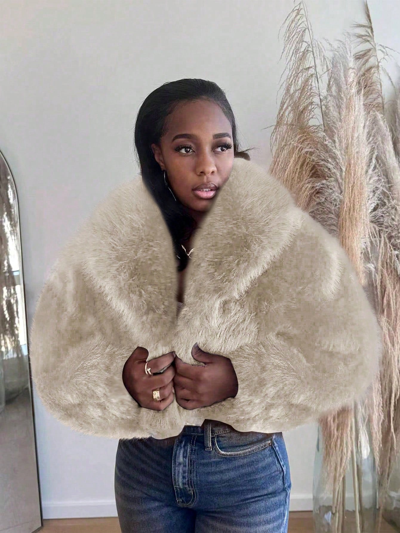 Women Fall/Winter Turndown Collar Pu-Leather Crop Jacket 6