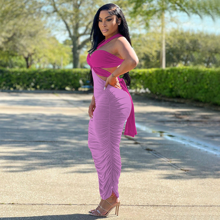 Women Summer Irregular Color Contrast Dress 11