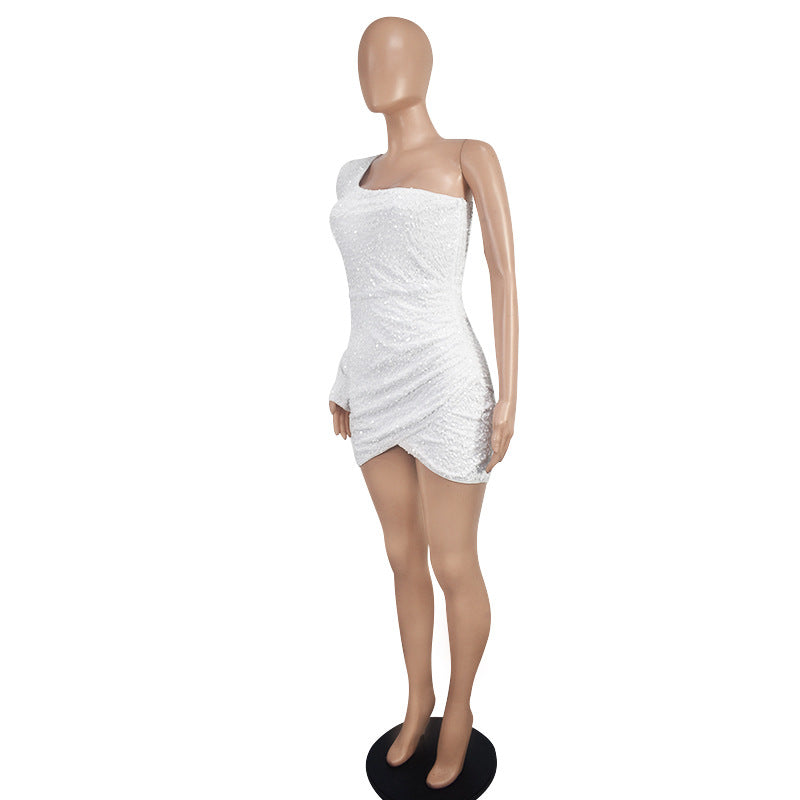 Women One-Shoulder Long Sleeve Dress Party Sexy Bodycon Dress 7