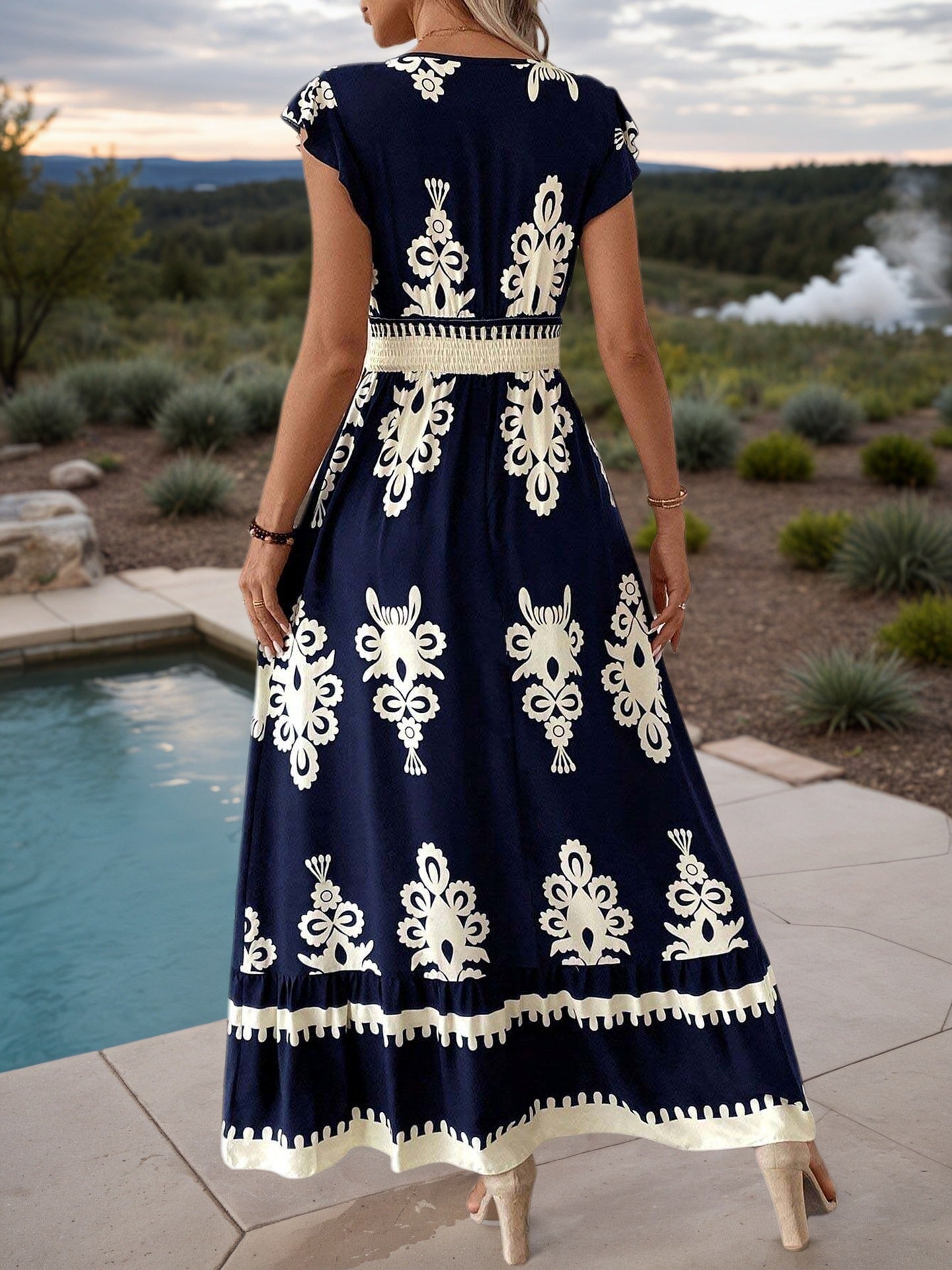 Women Bohemian Beach Holidays Print Dress 3