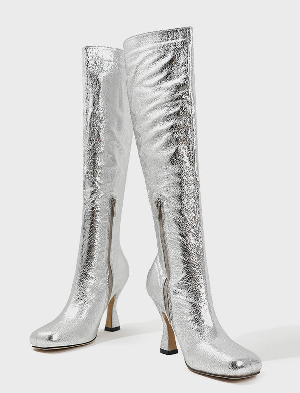 Winter High Boots For Women Stiletto Heels Square Toe Long Boots For Women