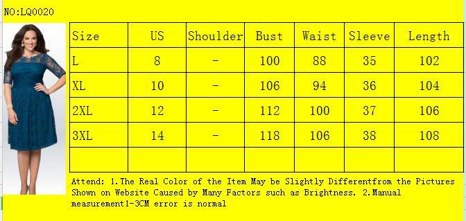 Plus Size Women lace Solid Dress 9