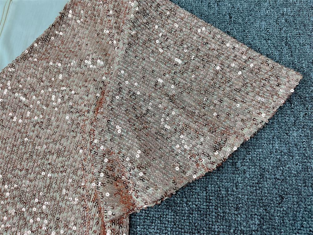 Shiny Sequin Short Sleeve V Neck Elegant Plus Size Party Dress 12