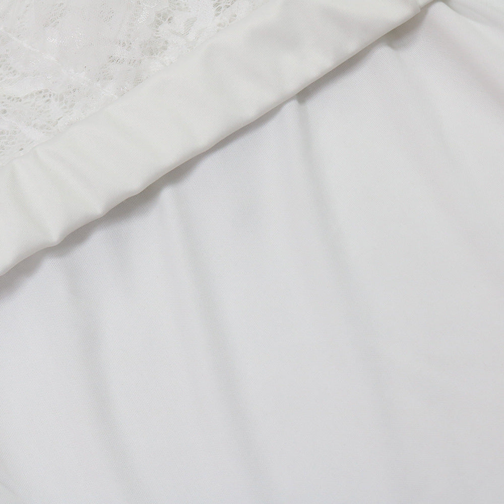 lace Strapless top irregular skirt solid color women two-piece set 14