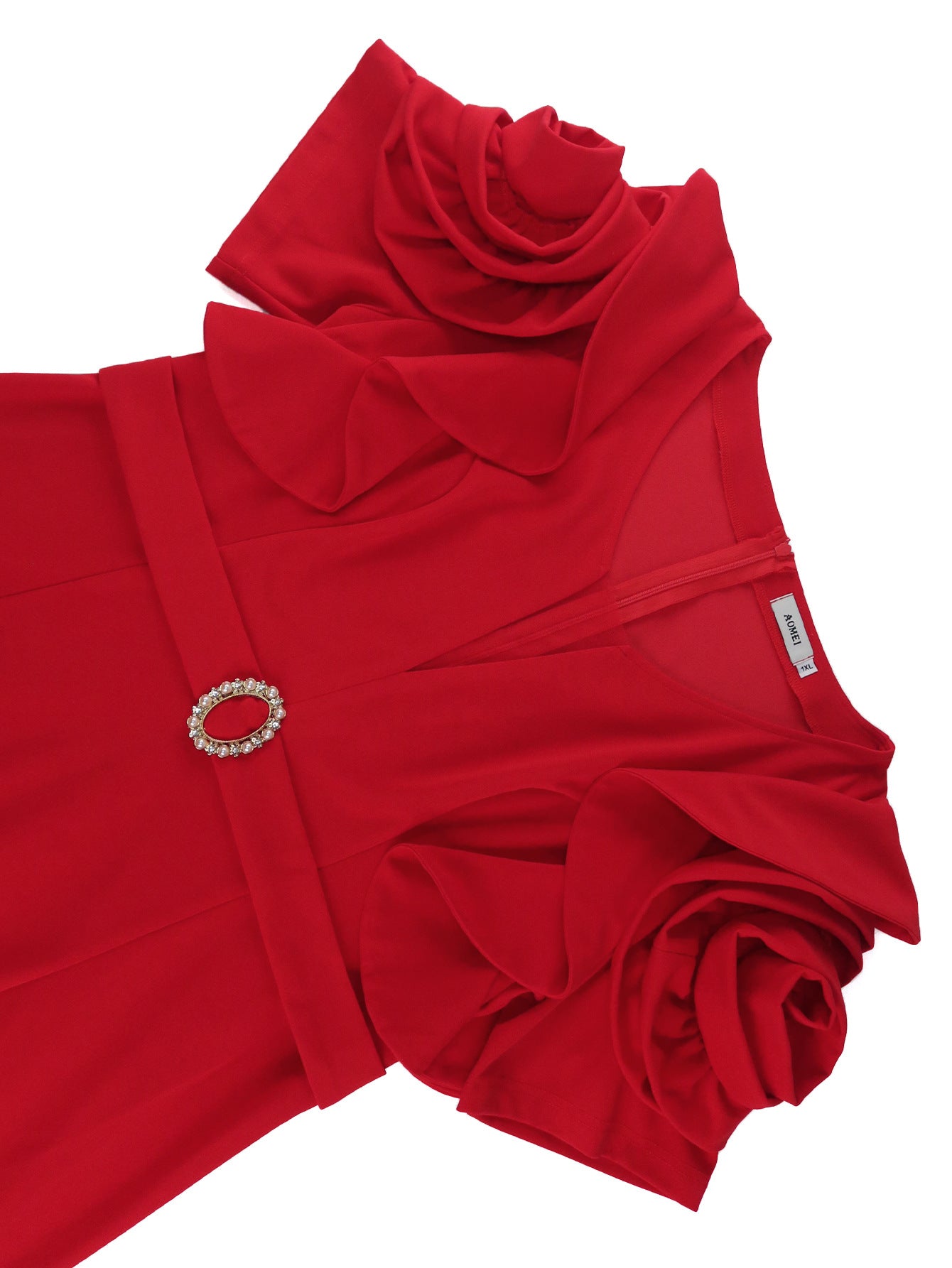 Women Round Neck petal sleeve Formal Party flower Dresses 6