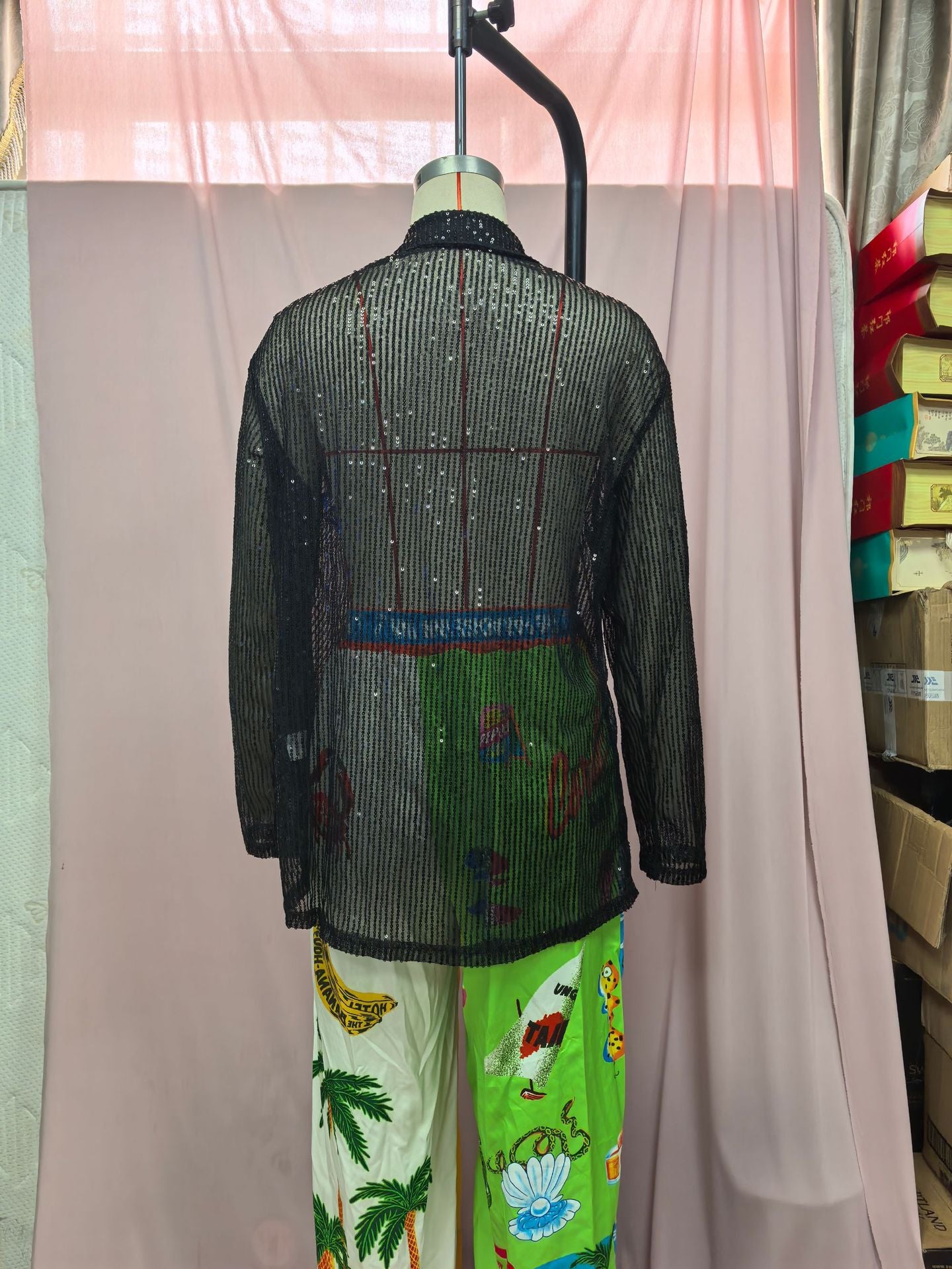 Women spring and summer sequined Top Turndown Collar long-sleeved shirt 22