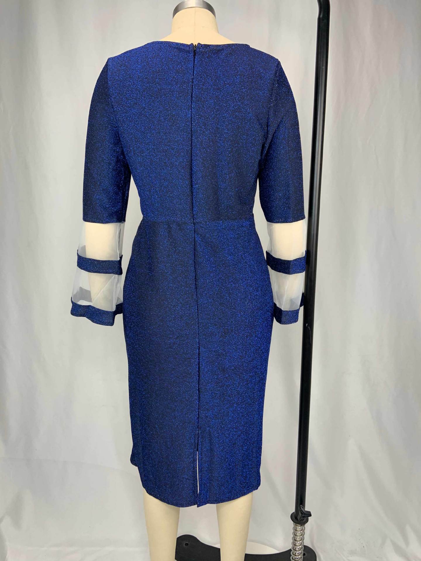 Plus Size Women Elegant V-Neck Mesh Maxi Dress 12