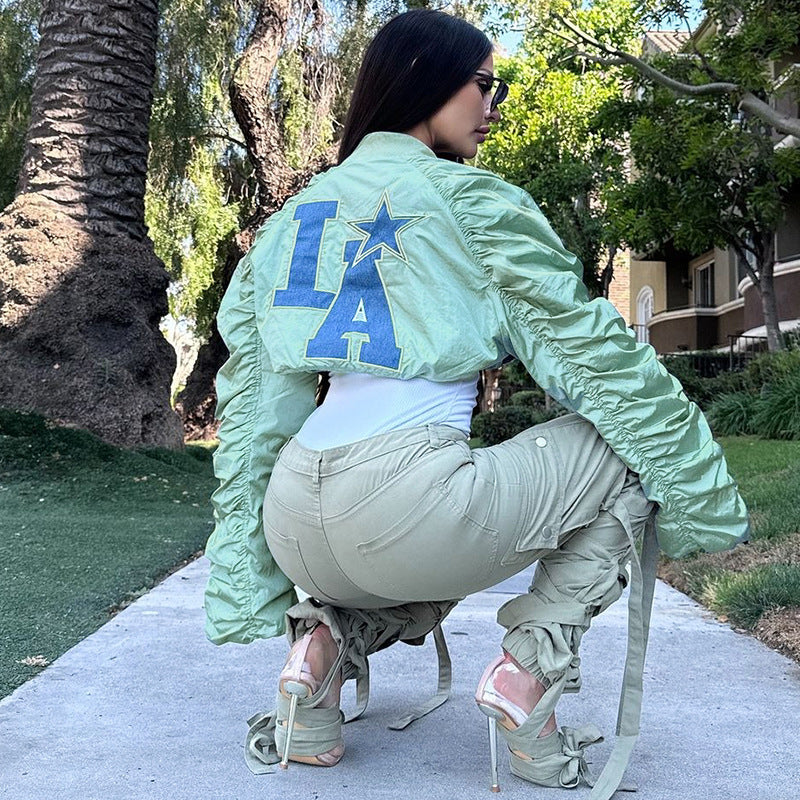 Women's Autumn Fashion Letter Printed Baseball Jacket