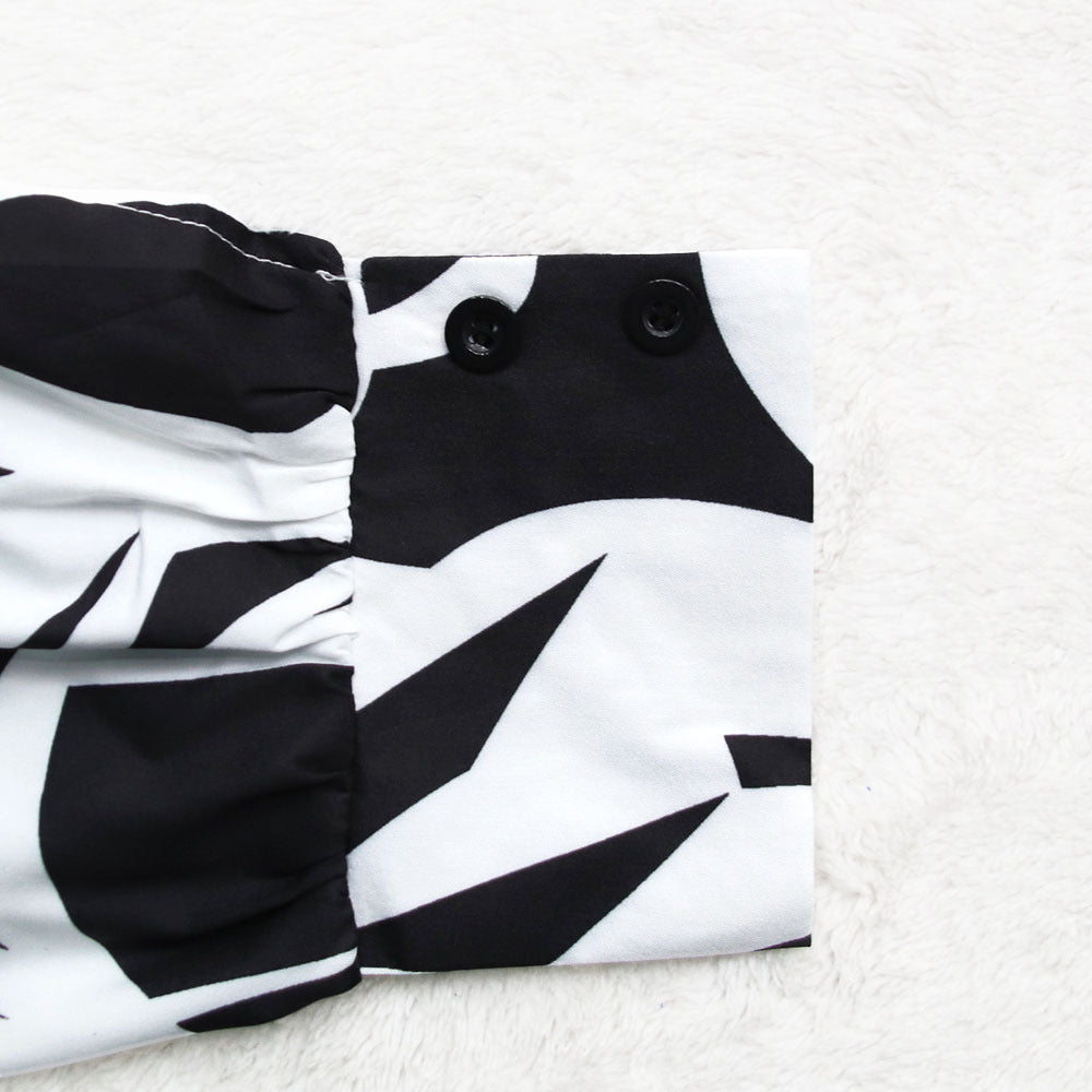 Women Irregular Printed Shirt and PantCasual Two-piece Set including Belt 21