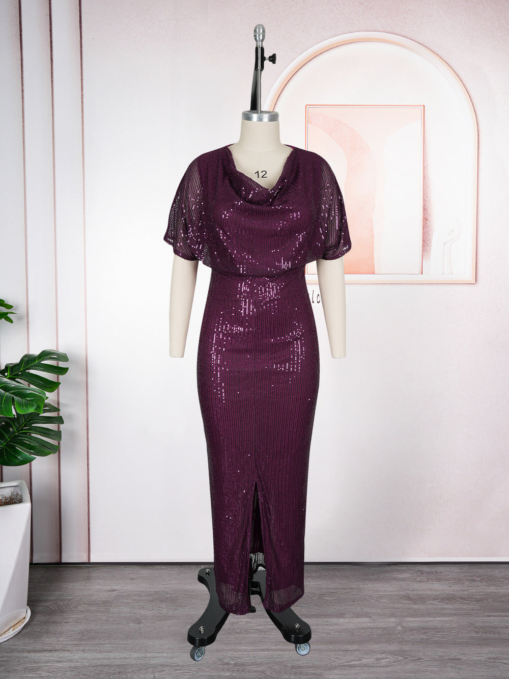 Evening Gown Formal Party African Fashion Sequin Plus Size Women's Chic Dress 11