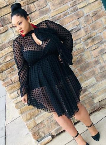 Women Long Sleeve Polka Dot Mesh Dress Two Piece (inside dress with breast pad) 4