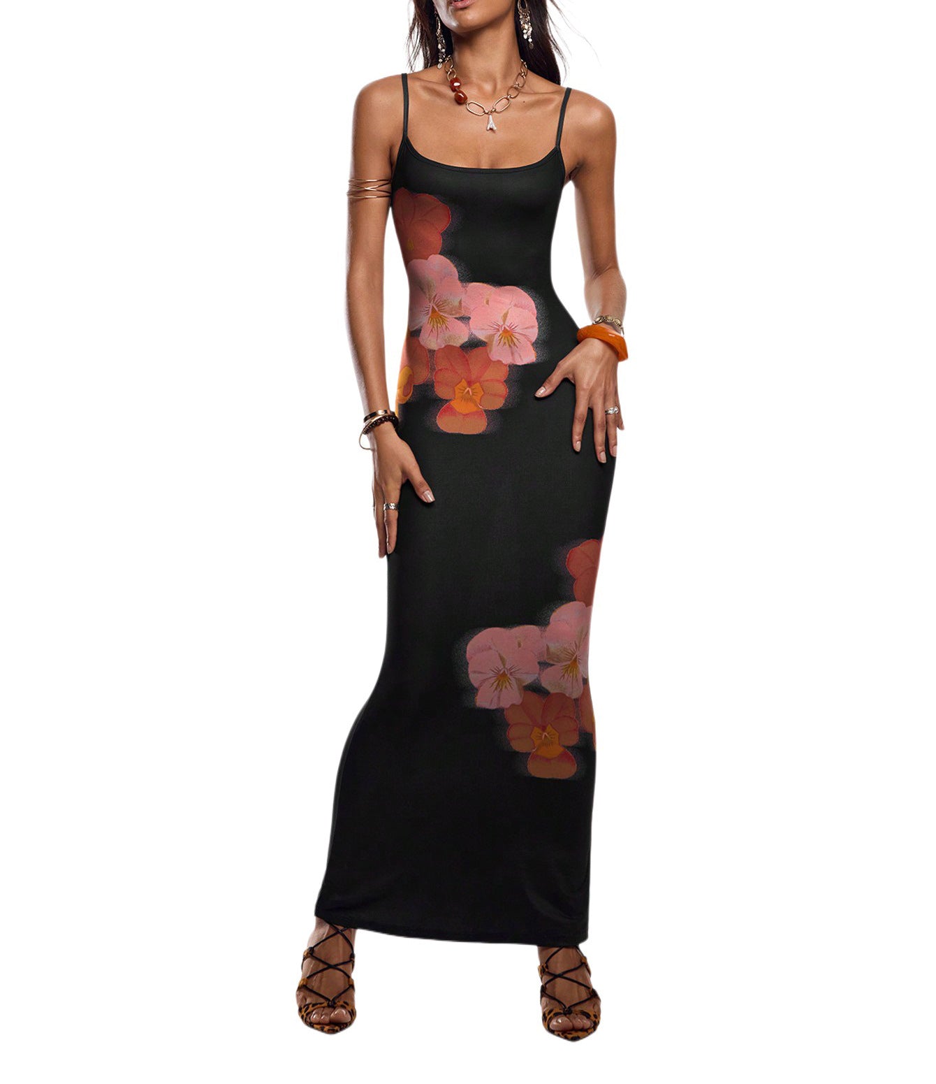 Sexy Fashion Summer Sleeveless Strap Printed Long Dress 6