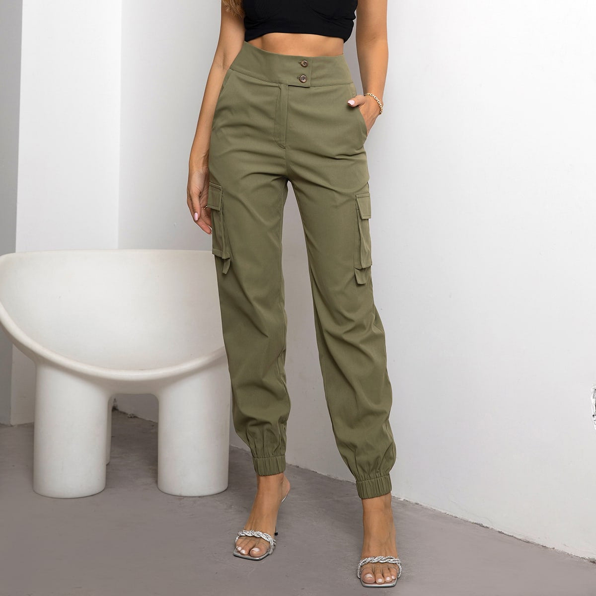 Women's Fashion Casual Pocket Cargo Pants 4