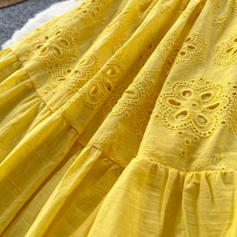 Women Summer Lace-Up Cutout Embroidery Holidays Strappy Dress 20