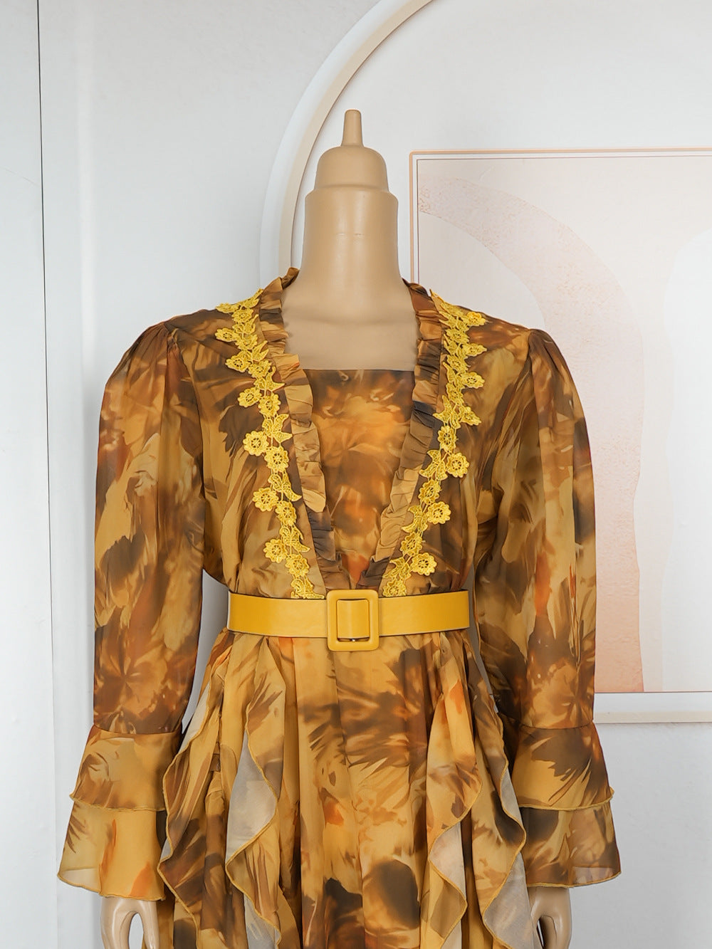 African Ruffled Printed Long DressFashionable Plus Size Wear for Women 10