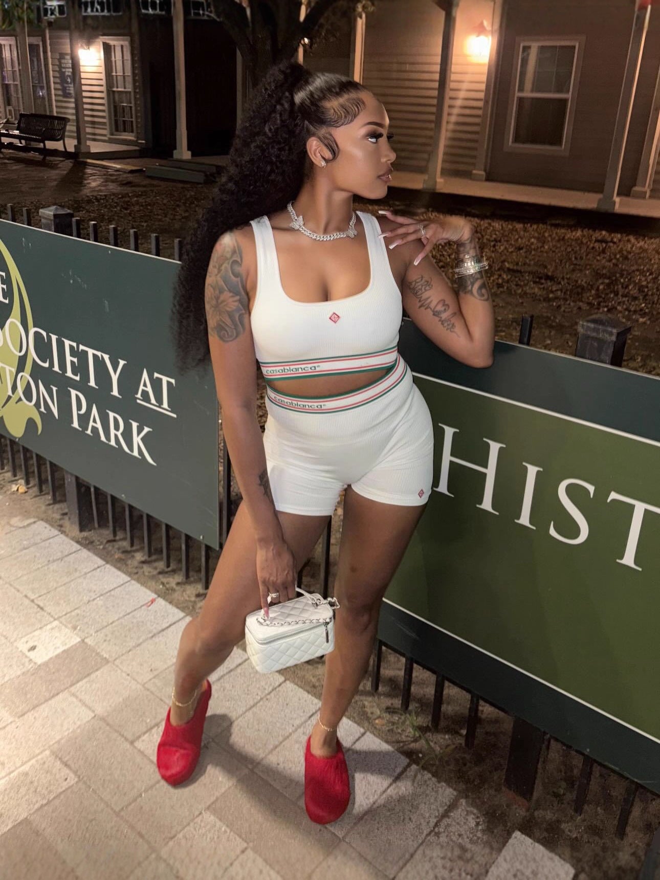 Women Retro Casual Street Sexy Print Tank Top and Shorts Two-Piece Set