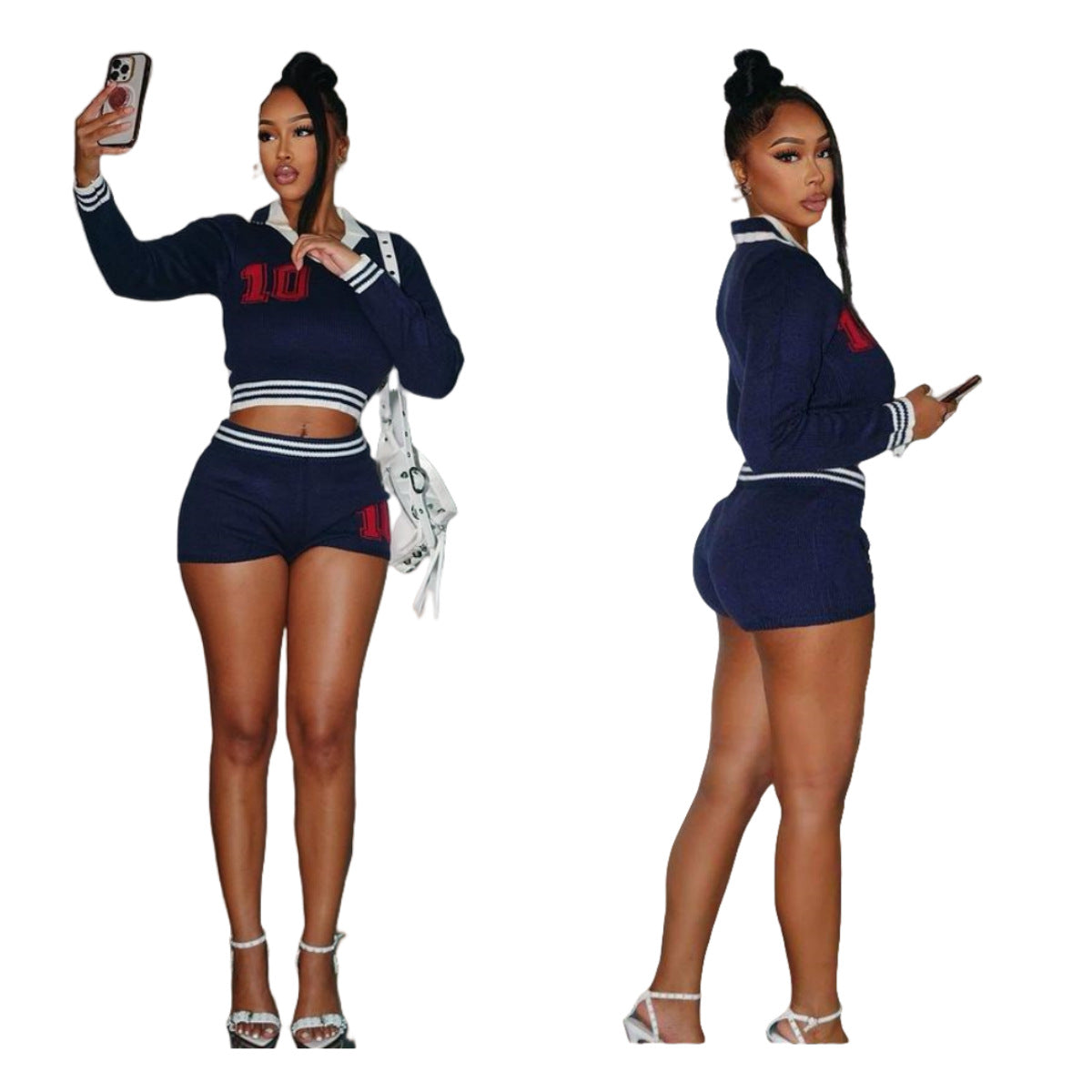 Sports Long Sleeve Shorts Sweater Shorts Set 5