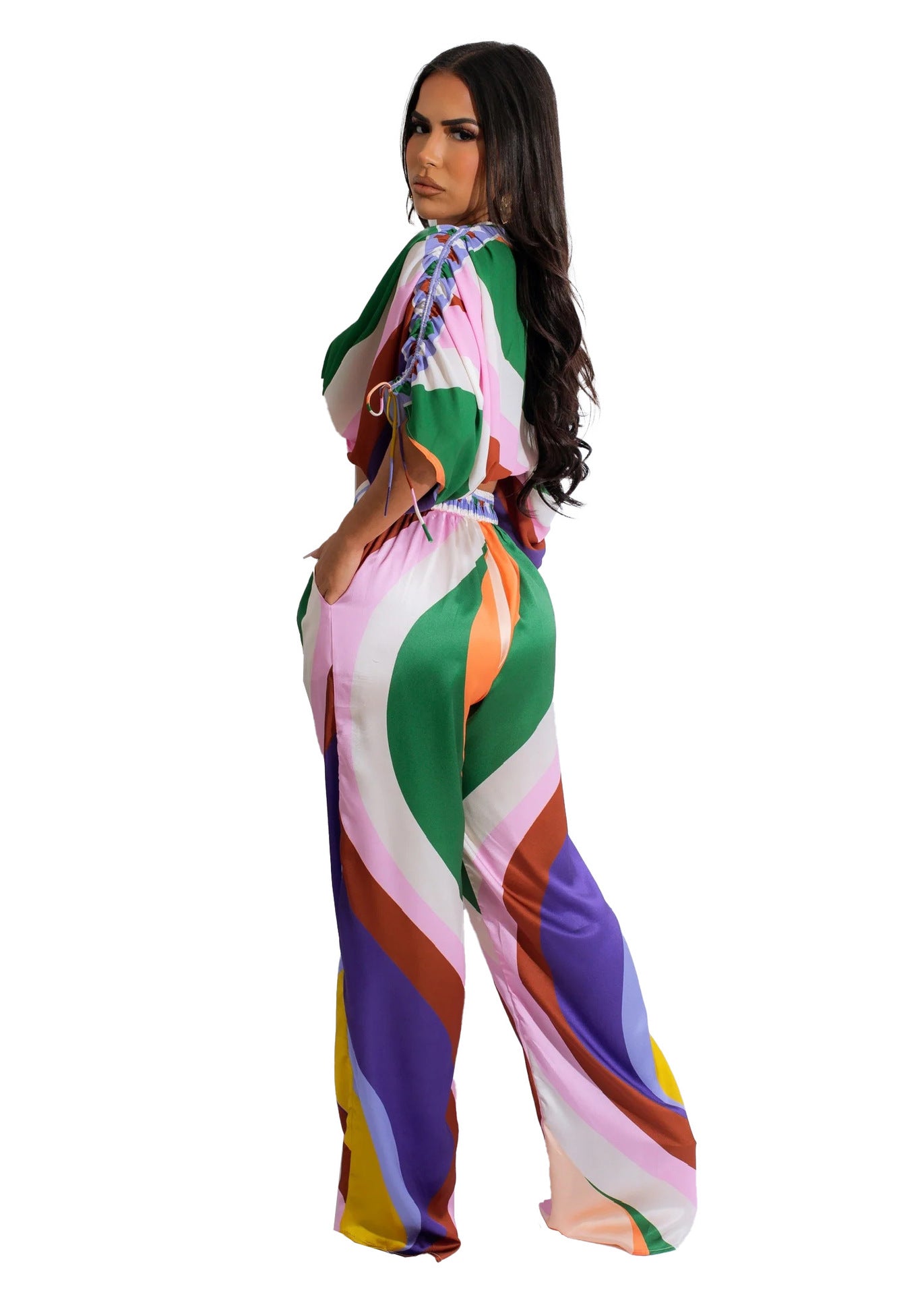 Women printed Top + trousers two-piece set 5