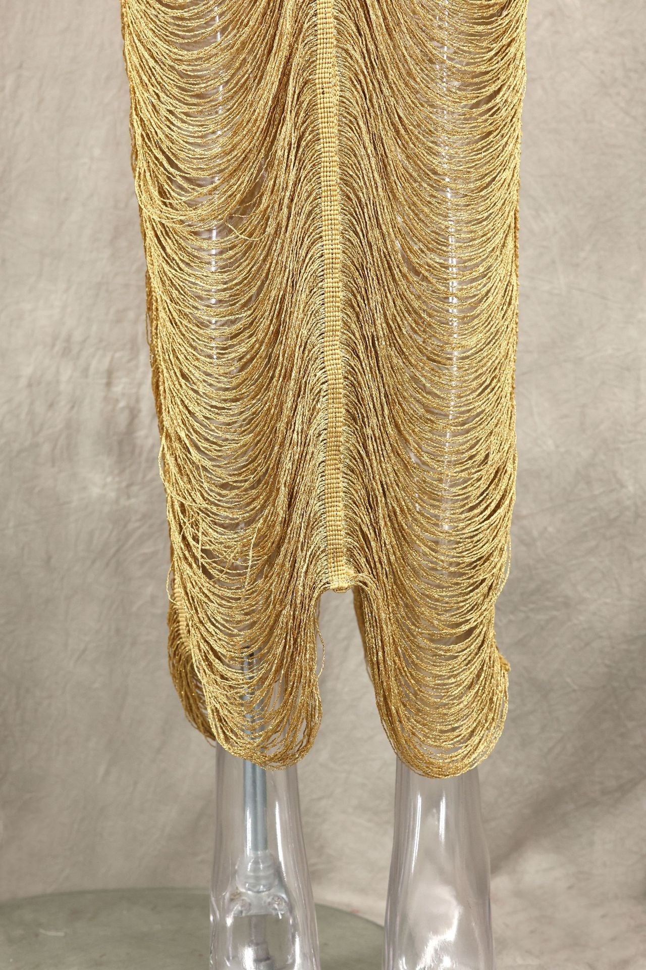 Spring Summer Fashion Shell Tassel Halter Neck Lace Up Sexy Slimming Adjustable Long Dress 17