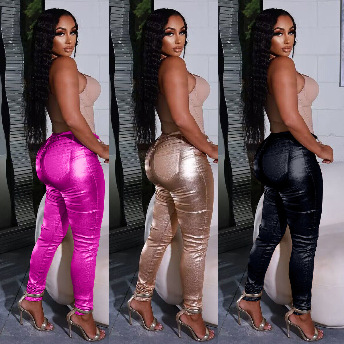 Spring Summer Women's Shiny Sexy Pants 5