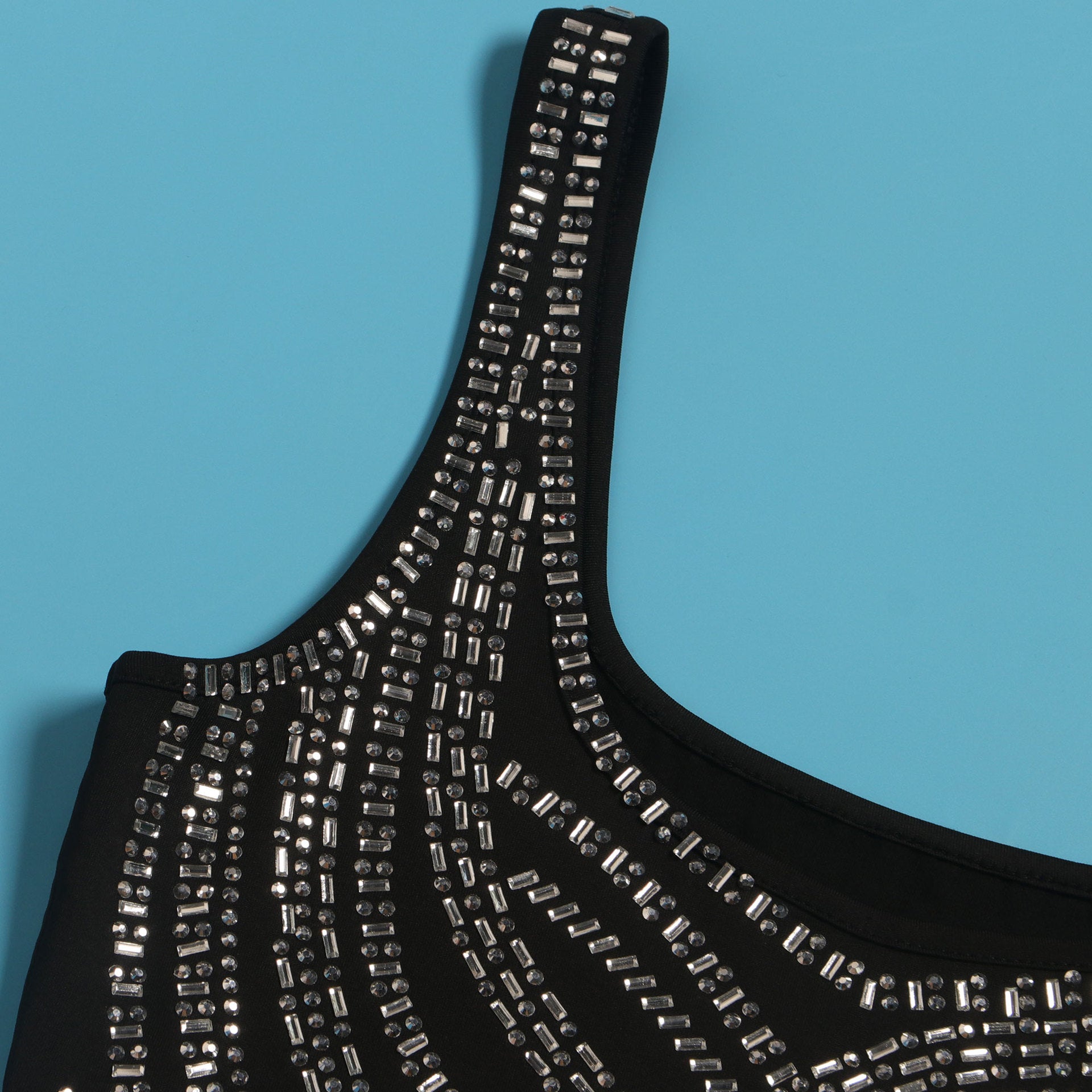 Women Sexy Beaded Sleeveless Bodycon Slit Dress 24