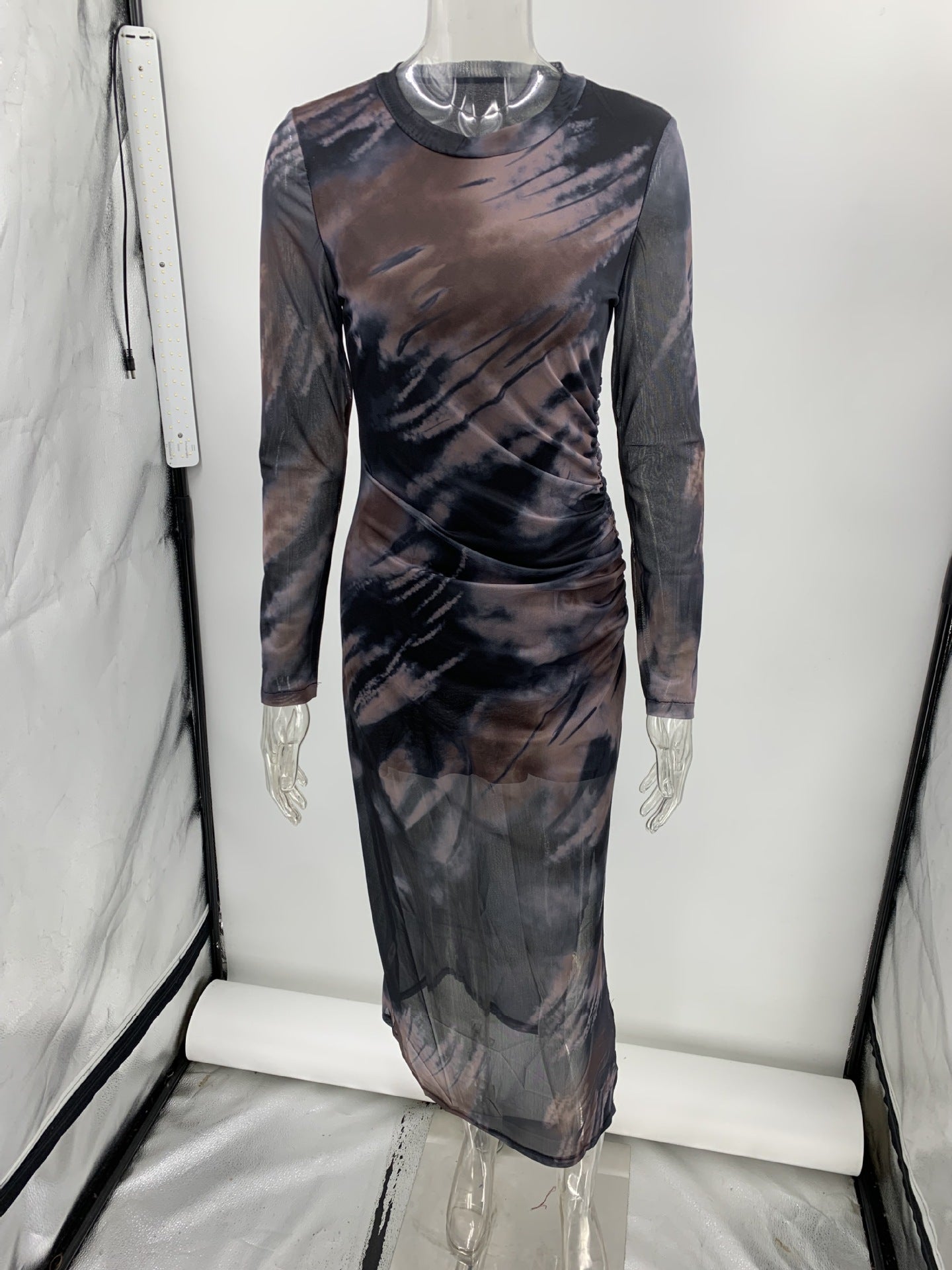 Autumn Mesh Sexy Printed Slim Long-Sleeved Dress 9