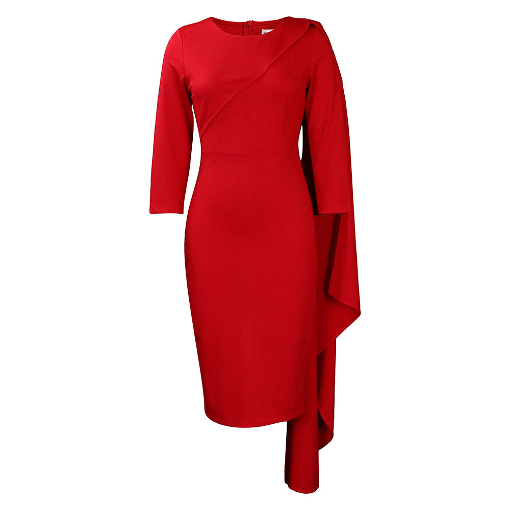 Women Solid Long Sleeve Midi Dress 9