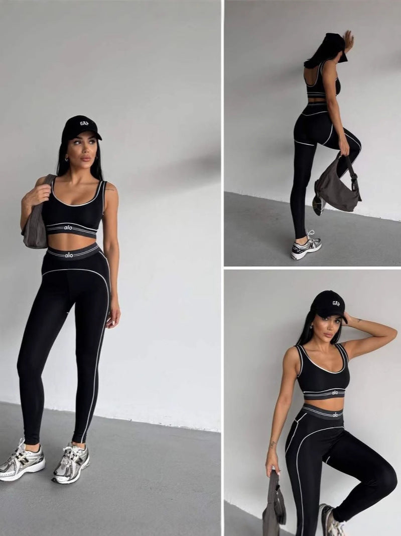 Women summer yoga sports vest fitness two-piece set 6