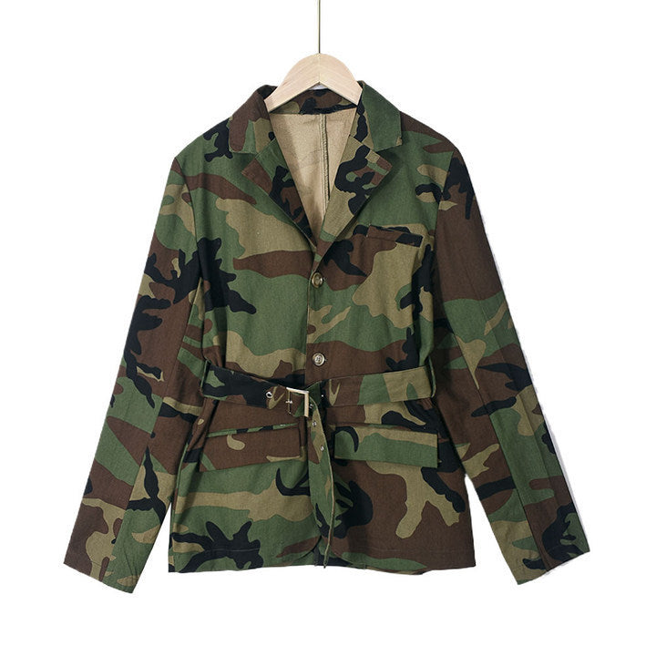 Women Autumn/Winter Camouflage Belted Jacket 6