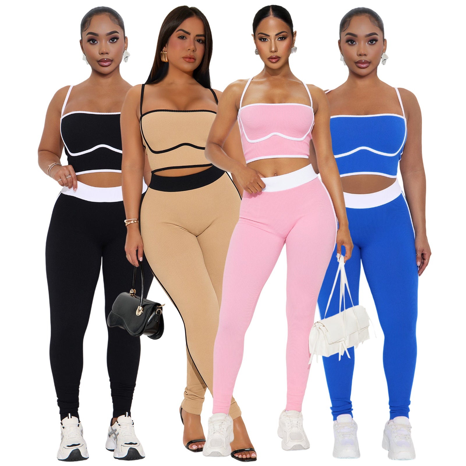 Women Sports Suspender Top and Pants Two-Piece Set 9