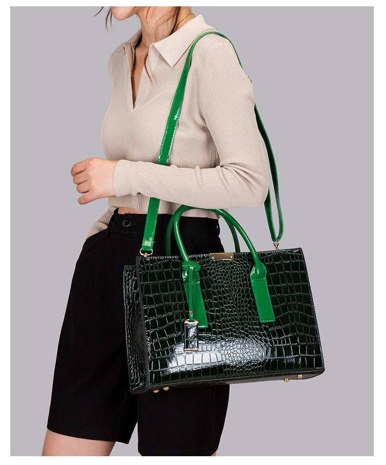 Large Fashion Large Capacity One Shoulder Portable Diagonal Bag Stone Texture Three-Piece Bag 23