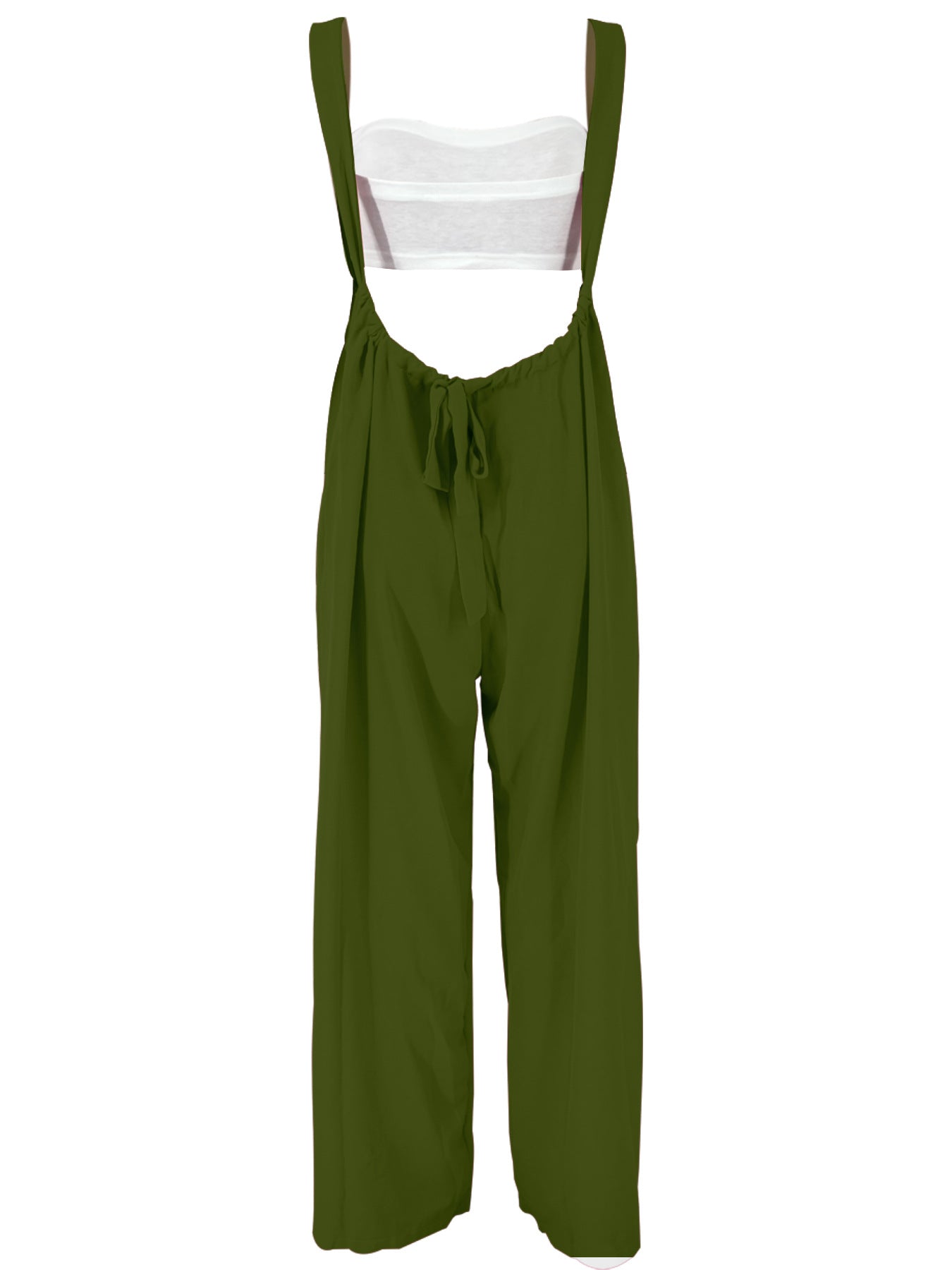 Drawstring Suspenders Wide Leg Trousers Strapless Crop Top Two-Piece Set 47