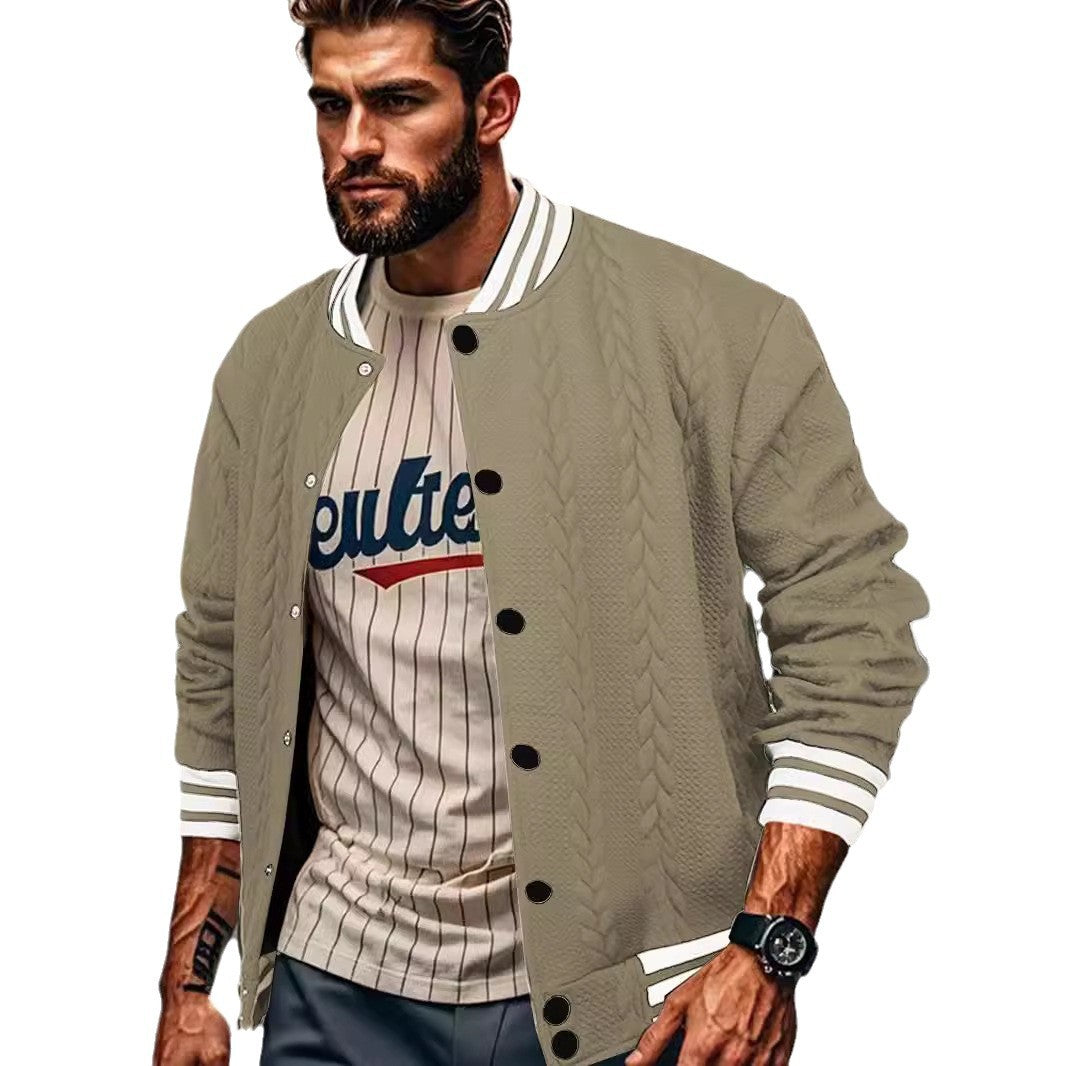 Men's jacquard trendy Solid baseball Coat 11