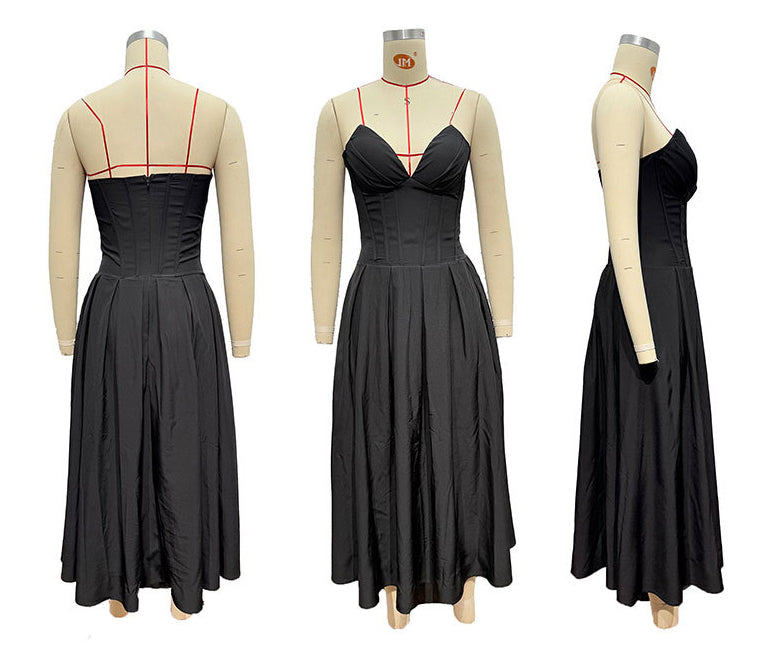 Women spring sexy sleeveless Maxi Solid Strapless dress 17