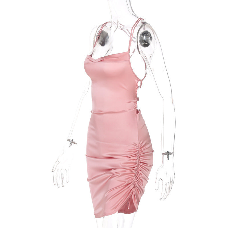 Women summer Career suspender Solid sleeveless sexy Dress 34